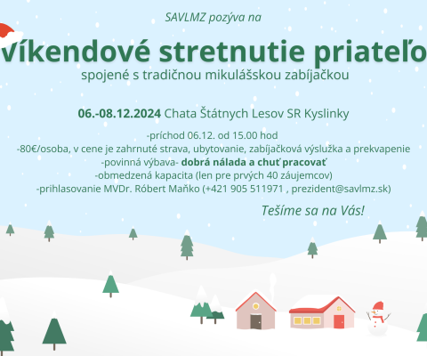 POZVÁNKA-Víkendové stretnutie priateľov 6.-8.12.2024